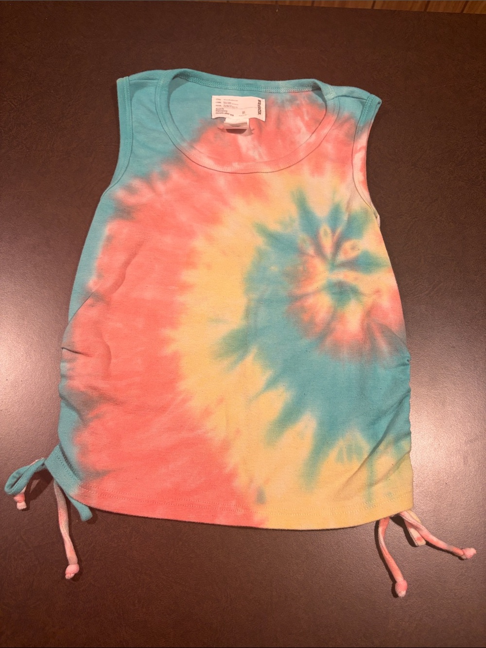RSQ Girls' Tie-Dye Tank Top - Teal, Coral & Yellow